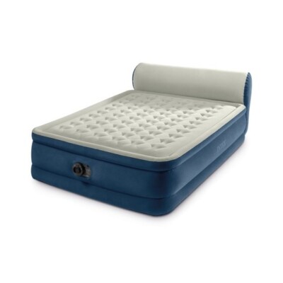Intex 18'' Pillow Top Air Mattress Electric Pump Headboard Queen