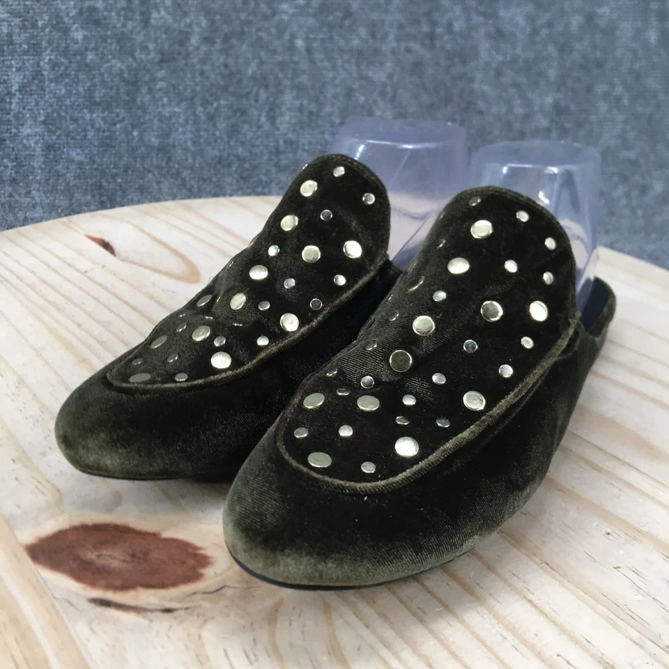 Sandalias Kenneth Cole Reaction para mujer 9,5 M Wyatt tachonadas mulas terciopelo verde Foto 4 de 4