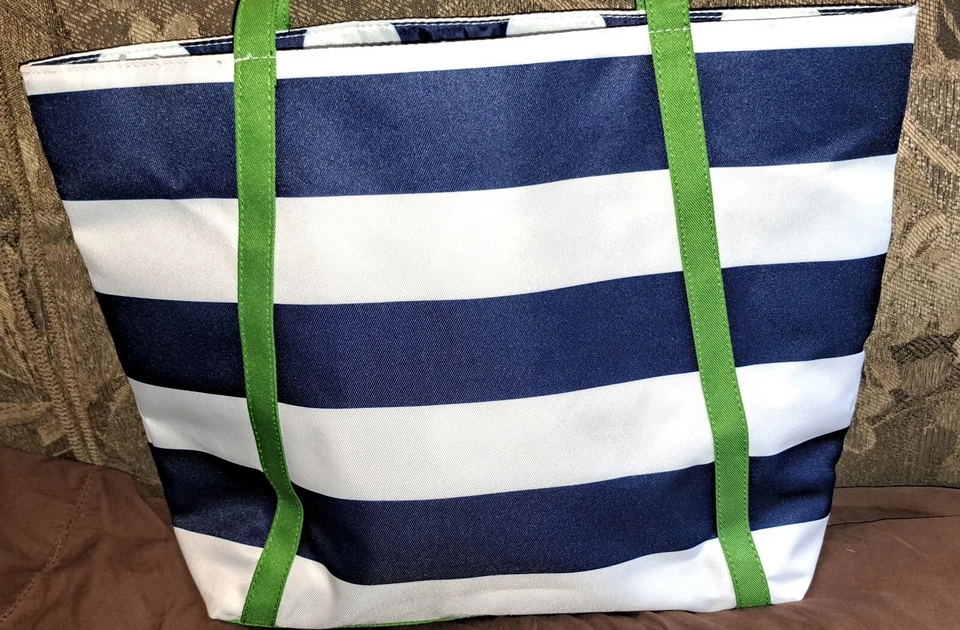 Bolso de Maquillaje para Damas Kate Spade/Clinique Azul Marino Blanco Bolso de Playa 16x12 Foto 3 de 4