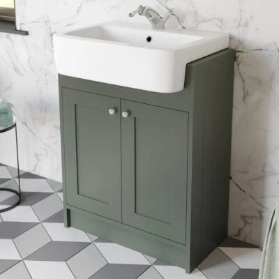 PARK LANE Green Traditional Freestanding Vanity Unit with Basin 620mm Traditional Bathroom