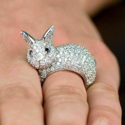 Unique Bunny Rabbit Animal Lover Inspired 925 Sterling Silver Designer Ring 