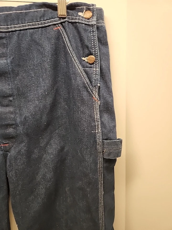 Nuevo Mono con tirantes de mezclilla Big Mac sin etiquetas hecho en EE. UU. Para hombres 36x29 faltan correas Foto 3 de 4