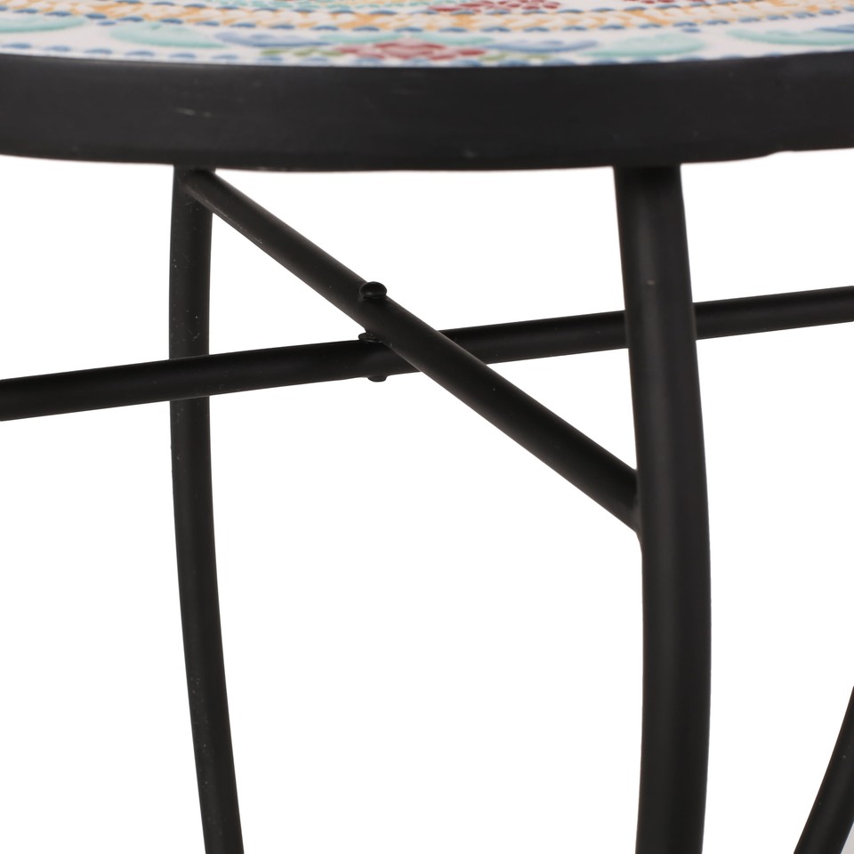 Sadie Outdoor Metal Side Table, Black, Yellow and Red eBay