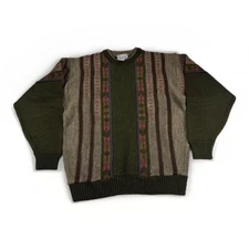 VTG Tosani Sweater Mens XL Grey Striped Textured Knit Cosby Biggie 90s Canada