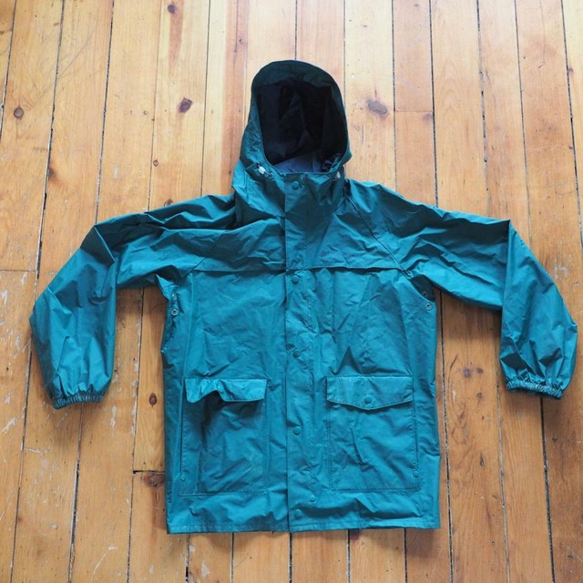 Vintage Columbia Rain Jacket Hooded Coat PVC Vented Men's