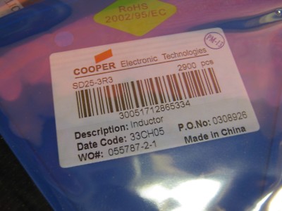 SD25-3R3 NOS Lot of 50 Inductors from Cooper Electronics Technologies