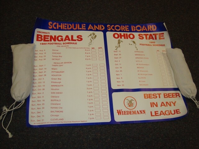 Circa 1980 Hudepohl Bengals and Ohio State Unused Schedule/Scoreboard Poster