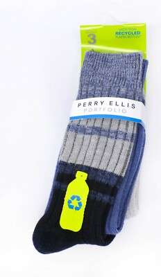 Perry Ellis Men's 3-Pk Thick warming Grey Blue office work  socks $26