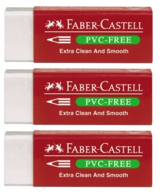 3x Faber-Castell Radiergummi Radierer PVC-free Plastik für Bleistifte 189520