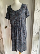 Fat Face Multi Tile Print Cotton Jersey Fixed Wrap Festival Casual Dress size 12