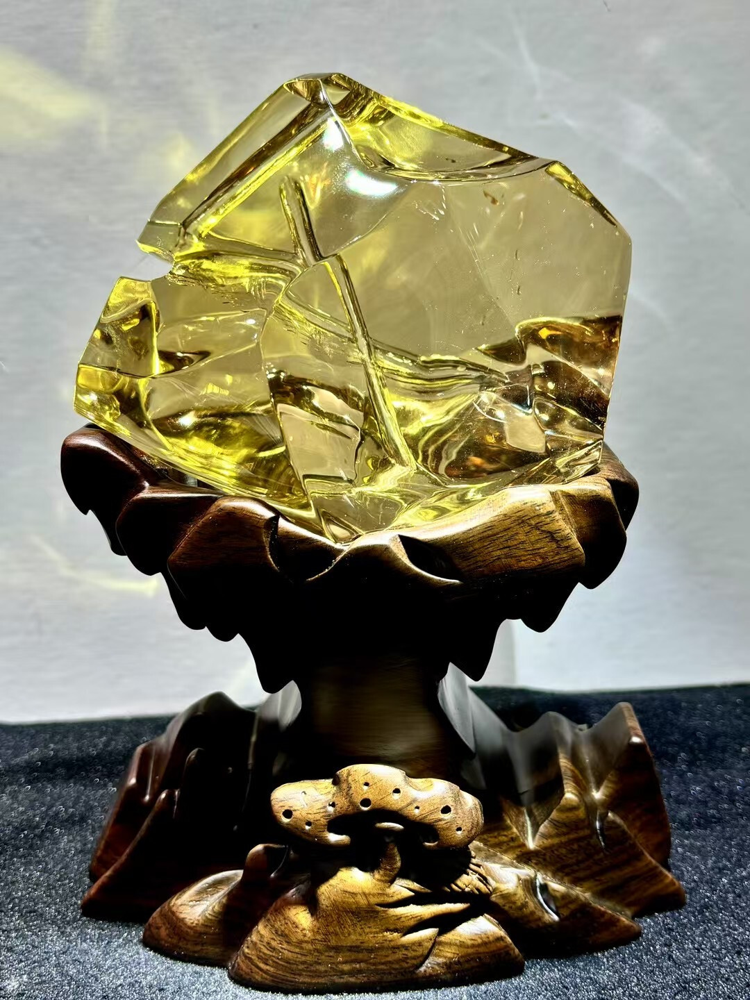 4.57LB Natural Citrine Quartz Crystal with Smooth Display Stand for Healing & Decoration