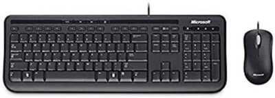 Microsoft Wired Desktop 600 Tastatur und Maus Set, UK Layout - Schwarz  APB-00006