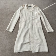 Zara Women Off White Cotton Blend Light Coat Size Xs