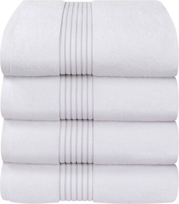 4 Pack 600 GSM Cotton Bath Towels Set 27x54 Inches Utopia Towels