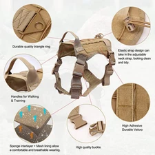 Tactical Dog Harness with Handle for Large Dogs Adjustable Military Dog Vest US
