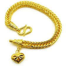 Braid Gorgeous 22K 23K 24K Thai Baht Style Yellow Gold GP Bracelet 7 inch