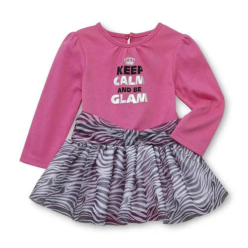 Baby Glam Infant Girl's Long-Sleeve Tutu Romper - Zebra Leopard NB.3M.6M.9M