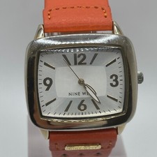 Nine West Womens Watch NW/1080 Quartz Analog Gold Tone Case Orange Band