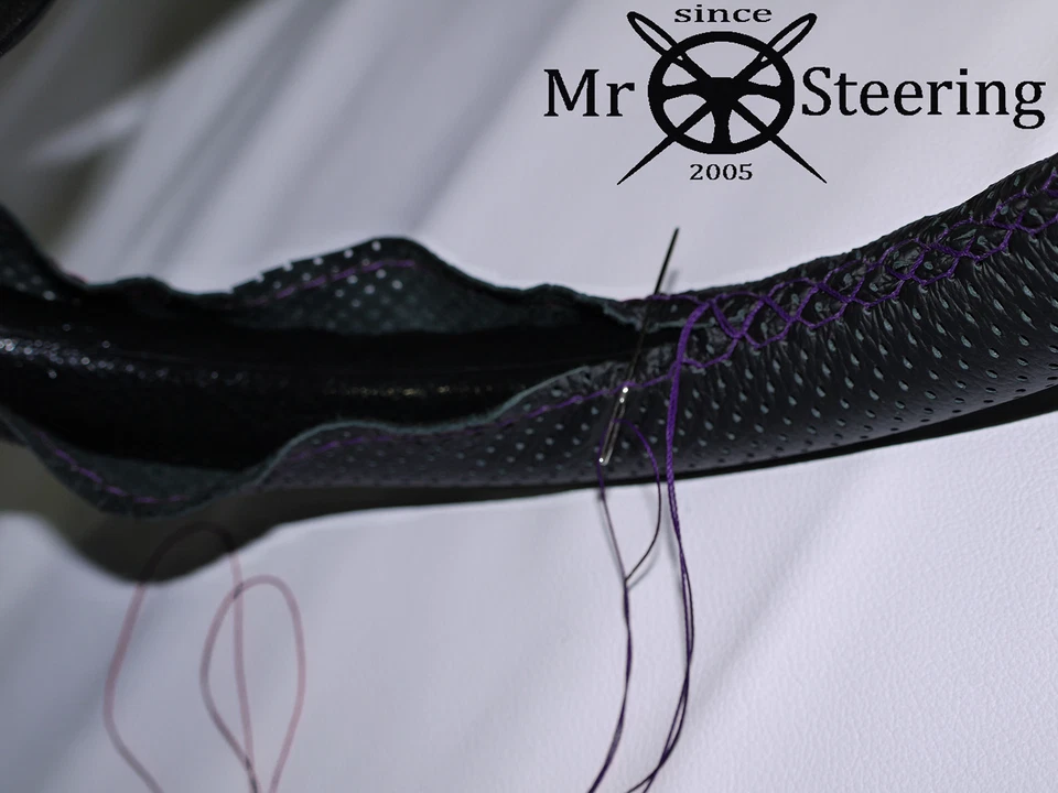 PARA AUSTIN MAXI 69-81 CUERO PERFORADO CUBIERTA VOLANTE MORADO DOBLE PUNTAJE - Imagen 2 de 4