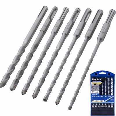 BlueSpot 7tlg SDS Plus Steinhammer Bohrer Set Ziegel Beton 5 6 8 10 12mm