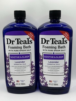 2- Dr. Teals Foaming Bath Pure Epsom Salt & Lavender Sooth & Sleep 34 Oz Each