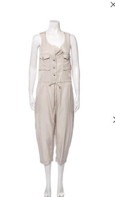 Phillip Lim Neutral Sleeveless Straight Leg Cargo Jumpsuit Size