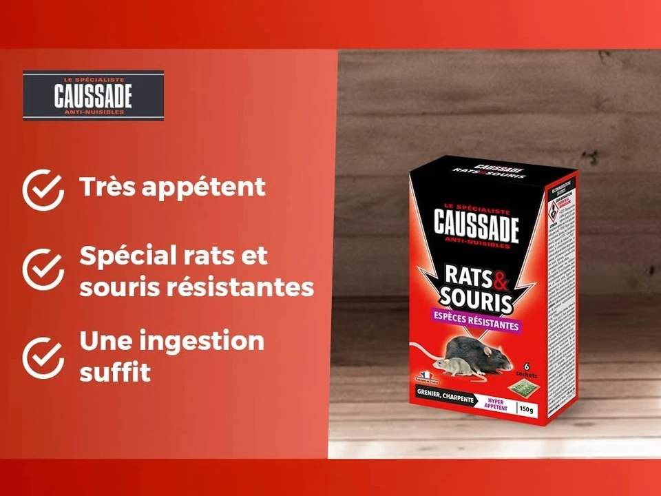 Solution CAUSSADE Anti-Rats & Souris - 6 Sachets de 150g - Fabrication Française - Photo 3/4
