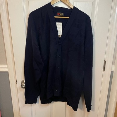 NWT Vintage usps Navy Blue Eagle Pattern Cardigan Sweater 2XL Button Front
