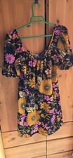 Farm Rio Black & Orange Floral Mini Dress Size Medium