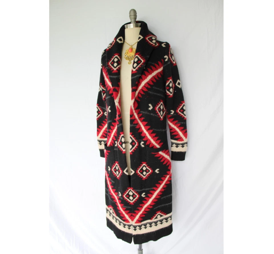 RALPH LAUREN wool tribal Aztec Duster long cardigan sweater coat Southwestern S - Image 4 of 4