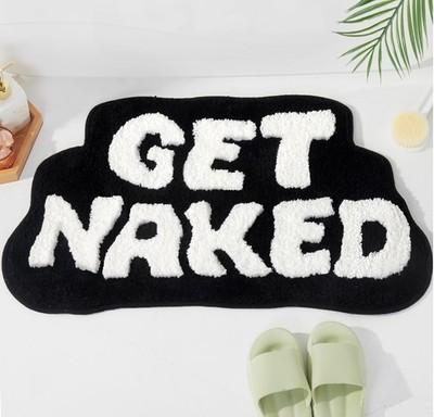 Large Irregular Shaped Get Naked Bath Mat - Funny Bathroom Rugs, Small Cute