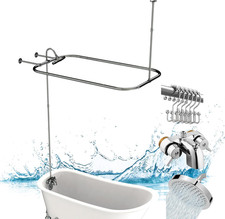 Clawfoot Tub Shower Kit with Faucet Rainfall Shower Head Curtain Rod Set