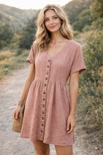 Madewell Pink Cotton Gauze Button Front Mini Dress Small Boho Cottagecore G