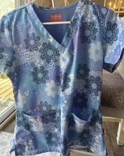 Blue Floral Scrub Top