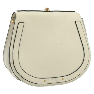 Chloe Nile Small Bracelet Shoulder Bag Leather Suede Cream Auth 56489
