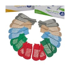 Dynarex, Slipper Socks Soft Sole Large Blue Ankle High, Count of 1