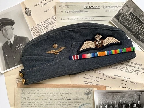 original ww1/2 RFC/RAF military medal winner pilots cap wings badge FO J G GORE