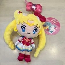 Sanrio Sailor Moon Hello Kitty Plush Mascot with Ribbon Rare Used Gift