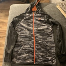 Reebok Jacket Youth XL 14/16 Black Gray Hooded Full Zip Performance Athletic