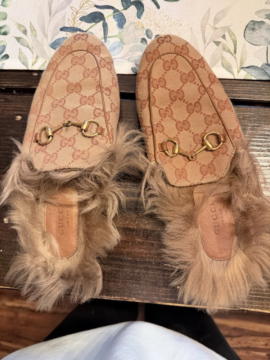 Gucci GG Wool Slip-On \'Beige\' size 11 GUCCI Size 11.5 Guccissima Beige Rust Monogram Canvas Slip  main image 4
