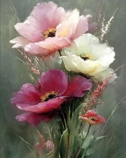 Paint by Numbers Kit for Adults, Colourful Flower Canvas Adult Paint by Number K