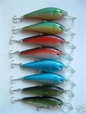 8 NEW Shad Diving Fishing Crankbait Lure Lot Bait 4" treble hooks 0.4 oz