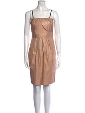 David Meister Square Neckline Formal Sparkle Rose Gold Mini Dress, Size 2