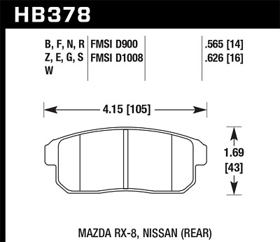 Hawk Performance HB378N.565 HP Plus Disc Brake Pad Fits 01-11 G20 I35 RX-8