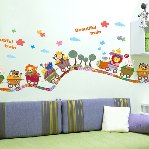 cartoon animal zoo circus train children diy`removable kids wall stickers d'qk - Picture 3 of 5