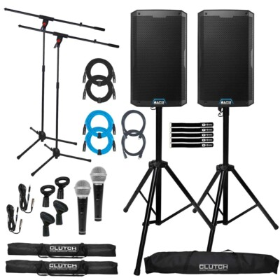 #ad Alto Professional TS410XUS 10quot; Powered Active DJ PA Speakers Pair Stands amp; Mics $912.40