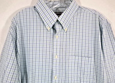 Kirkland-Mens Preppy Dress Shirt-XL Extra Large-17/36-Green/Blue Plaid-Non Iron