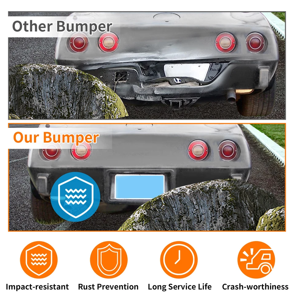 Primer parachoques trasero negro fibra de vidrio para C3 Corvette 1975-1979 Foto 3 de 4