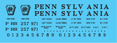 HO Scale - PRR 2 Bay Covered Hopper Small Shadowed Keystone Decal Set