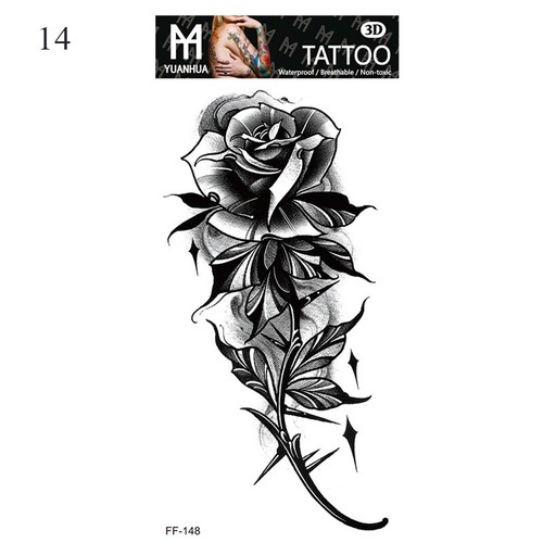Tatuajes temporales de flor de rosa tatuaje pegatina falsa impermeable tatuaje cuerpo brazo arte - Imagen 46 de 80